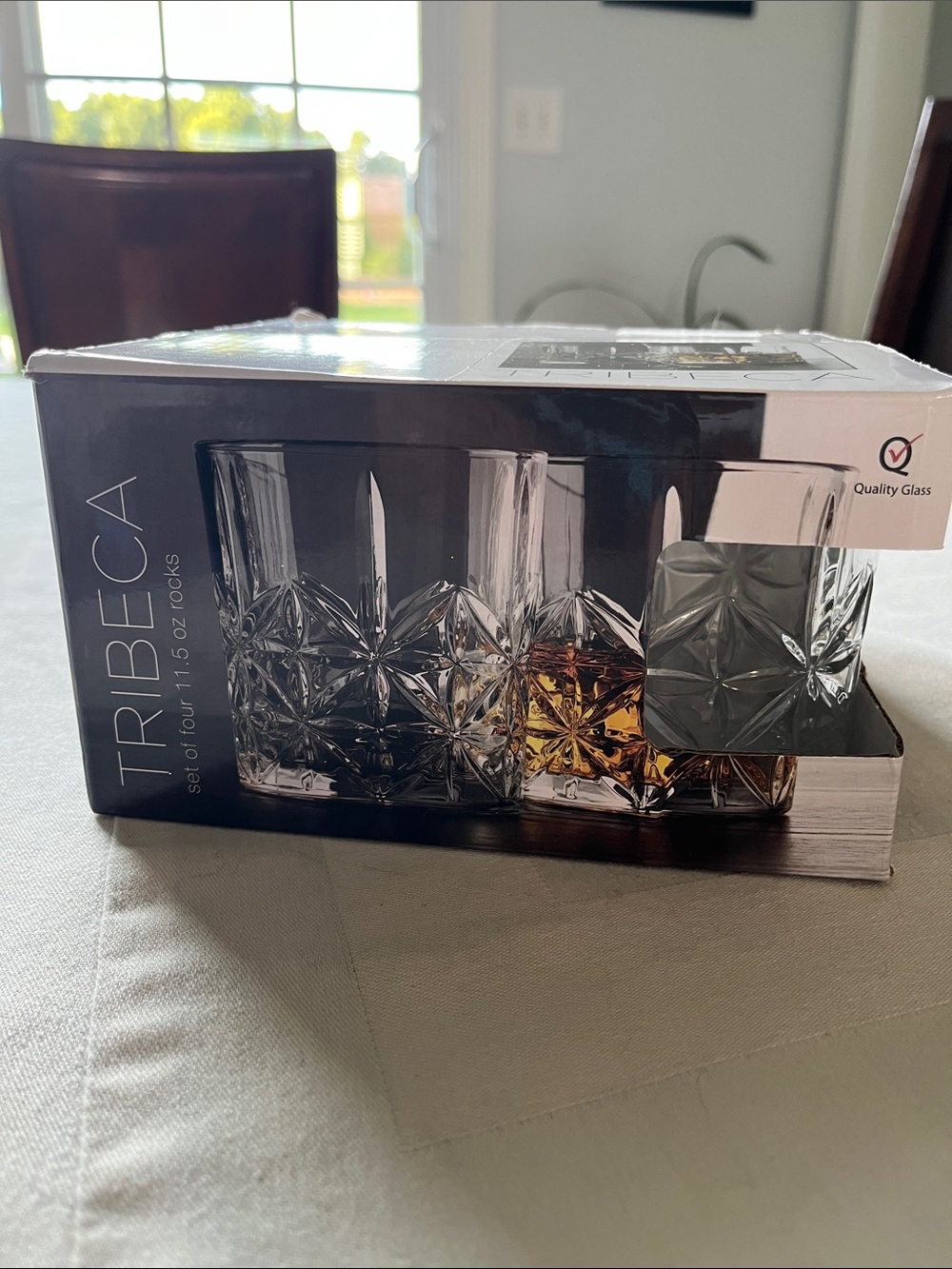 Tribeca 11.5 Cut-Pattern Rocks Glasses - Clear Set of 4 - Picture 2 of 6